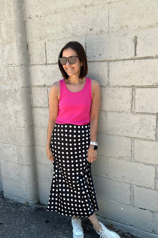 Greta Maxi Black and White Polka Dot Skirt - Just Dani Boutique + Color Studio