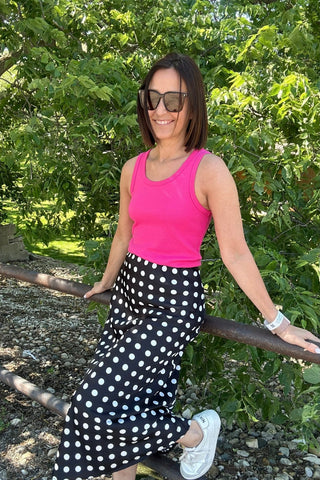 Greta Maxi Black and White Polka Dot Skirt - Just Dani Boutique + Color Studio