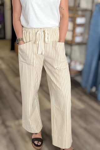 Gretchen Natural Stripe Pants - Just Dani Boutique + Color Studio