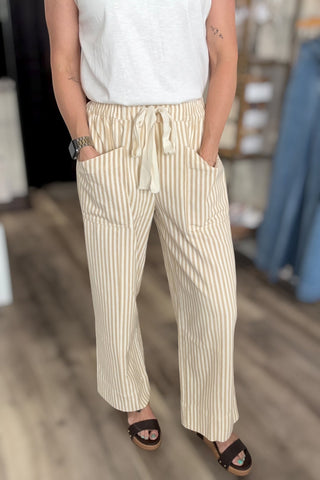 Gretchen Natural Stripe Pants - Just Dani Boutique + Color Studio