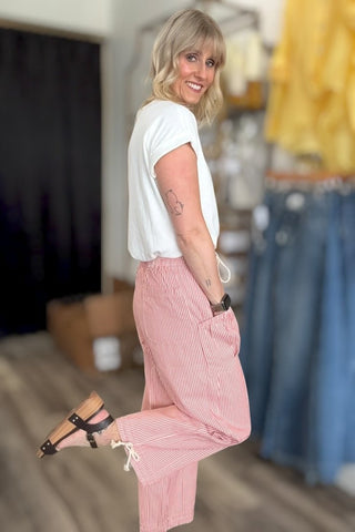 Hadley Red Stripe High Waisted Pants - Just Dani Boutique + Color Studio