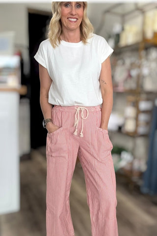 Hadley Red Stripe High Waisted Pants - Just Dani Boutique + Color Studio