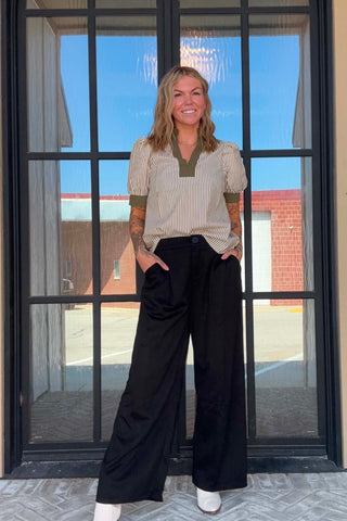 Harmony Black Pleated Pants - Just Dani Boutique + Color Studio
