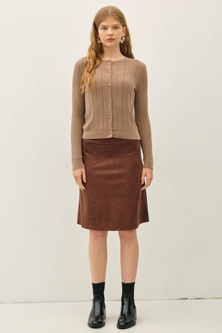 Harriet Faux Suede A-Line Skirt - Just Dani Boutique + Color Studio
