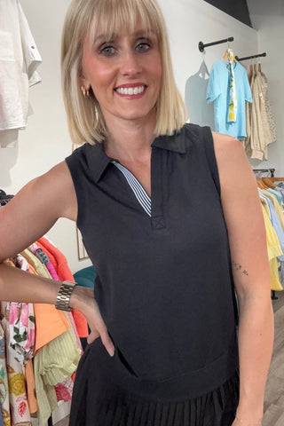 Heidi Open Placket Collared Sweater Tank - Just Dani Boutique + Color Studio