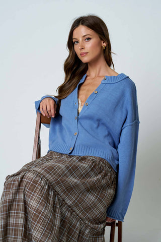 Heidi RAW EDGE EXPOSED SEAM BUTTON DOWN KNIT CARDIGAN - Just Dani Boutique + Color Studio