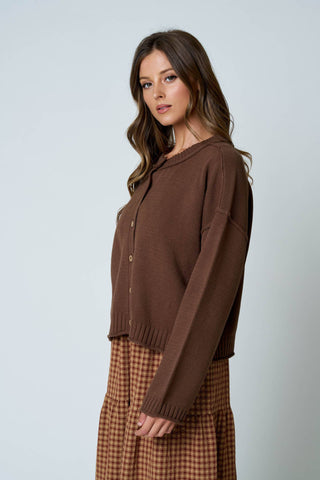 Heidi RAW EDGE EXPOSED SEAM BUTTON DOWN KNIT CARDIGAN - Just Dani Boutique + Color Studio