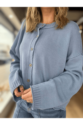 Heidi RAW EDGE EXPOSED SEAM BUTTON DOWN KNIT CARDIGAN - Just Dani Boutique + Color Studio