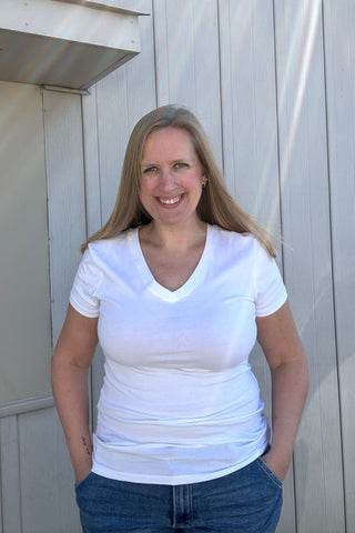 Helena Basic V Neck Tee - The Funky Zebras Clear Lake