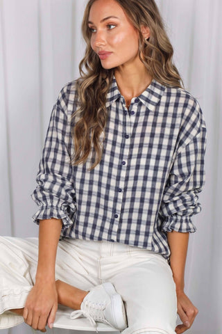 Hillary Ruffle Cuff Plaid Shirt - Just Dani Boutique + Color Studio