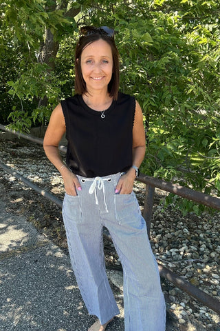 Isabelle Denim Striped Pants - Just Dani Boutique + Color Studio