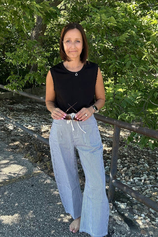 Isabelle Denim Striped Pants - Just Dani Boutique + Color Studio