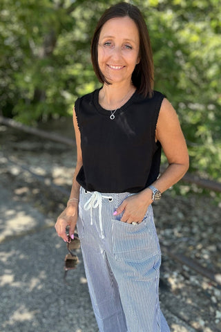 Isabelle Denim Striped Pants - Just Dani Boutique + Color Studio
