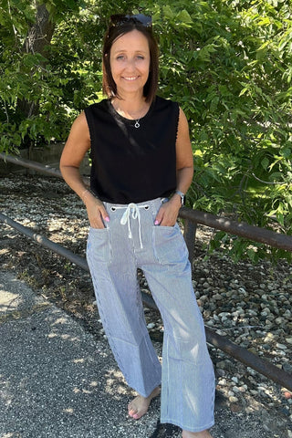 Isabelle Denim Striped Pants - Just Dani Boutique + Color Studio