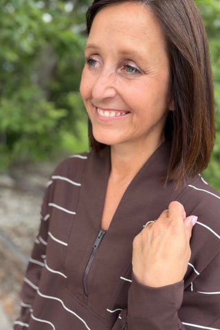Isla Modal Scuba Stripe V-Neck Pullover - Just Dani Boutique + Color Studio