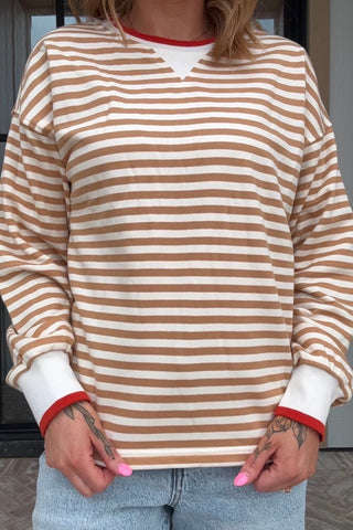 Jada Camel Striped Pullover - Just Dani Boutique + Color Studio