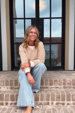 Jada Camel Striped Pullover - Just Dani Boutique + Color Studio