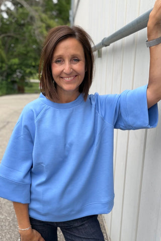 Jamie Scuba Elbow Sleeve Pullover Top - Just Dani Boutique + Color Studio
