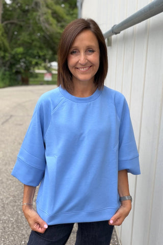 Jamie Scuba Elbow Sleeve Pullover Top - Just Dani Boutique + Color Studio