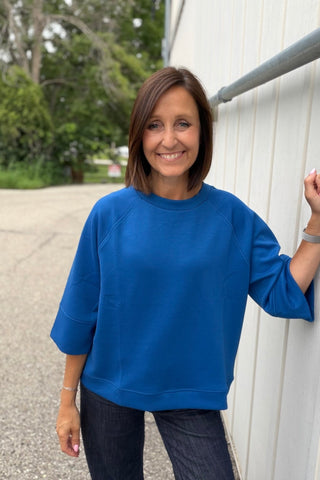 Jamie Scuba Elbow Sleeve Pullover Top - Just Dani Boutique + Color Studio