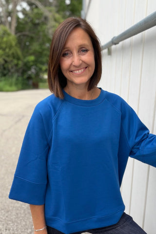 Jamie Scuba Elbow Sleeve Pullover Top - Just Dani Boutique + Color Studio