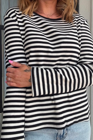 Jane Black & White Long Sleeve Top - Just Dani Boutique + Color Studio