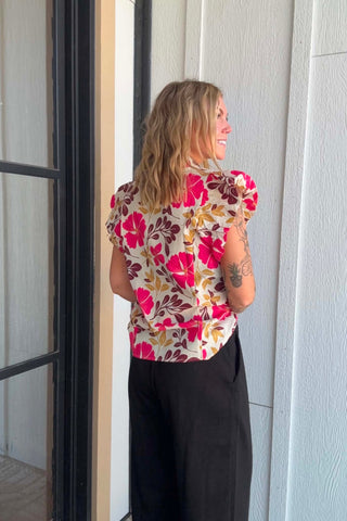 Jasmine Beige & Pink Flutter Top - Just Dani Boutique + Color Studio