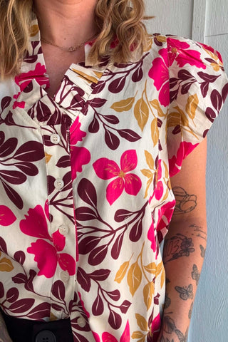 Jasmine Beige & Pink Flutter Top - Just Dani Boutique + Color Studio