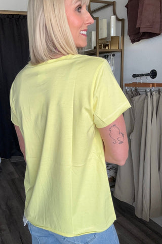 Jasmine Yellow Crew Neck Slub Tee - Just Dani Boutique + Color Studio