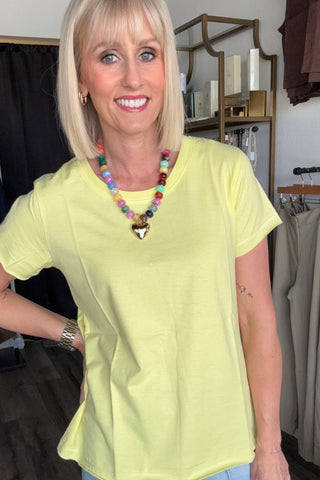 Jasmine Yellow Crew Neck Slub Tee - Just Dani Boutique + Color Studio