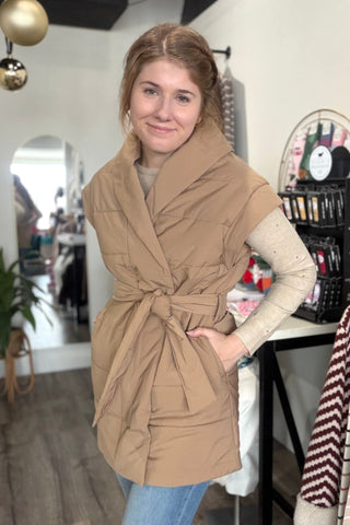 Jenni PADDED WRAP VEST WITH SHAWL COLLAR - The Funky Zebras Clear Lake