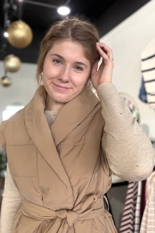 Jenni PADDED WRAP VEST WITH SHAWL COLLAR - The Funky Zebras Clear Lake