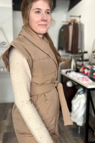 Jenni PADDED WRAP VEST WITH SHAWL COLLAR - The Funky Zebras Clear Lake