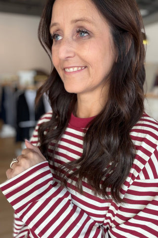 Jerri Ann Long Sleeve Striped Cherry Top - Just Dani Boutique + Color Studio