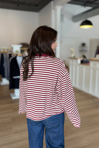 Jerri Ann Long Sleeve Striped Cherry Top - Just Dani Boutique + Color Studio