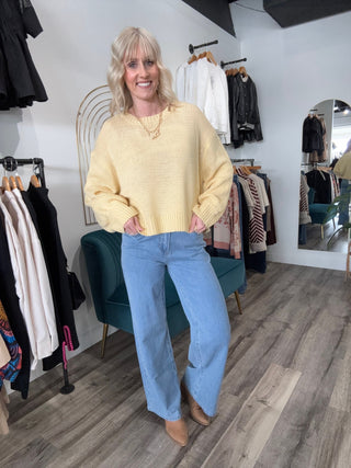 Jillian Butter Balloon Sleeve Sweater - The Funky Zebras Clear Lake