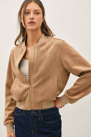 Joann Faux Suede Bomber Jacket - Just Dani Boutique + Color Studio