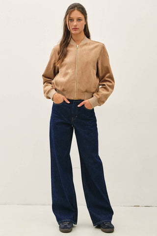 Joann Faux Suede Bomber Jacket - Just Dani Boutique + Color Studio