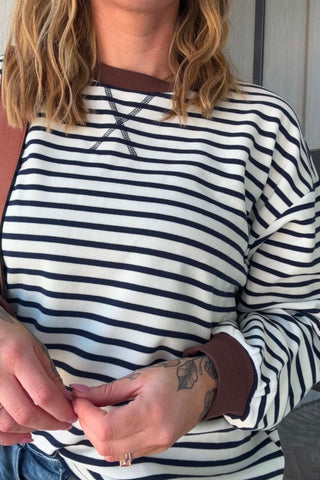 Julie Stripe Crew Neck Long Sleeve Top - Just Dani Boutique + Color Studio