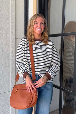 Julie Stripe Crew Neck Long Sleeve Top - Just Dani Boutique + Color Studio