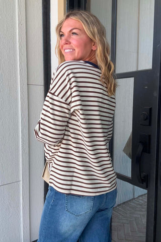 Julie Stripe Crew Neck Long Sleeve Top - Just Dani Boutique + Color Studio