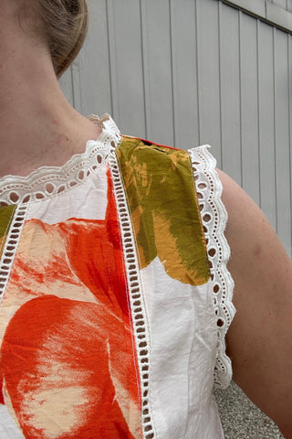 June Floral Sleeveless Top with Lace Contrast - Just Dani Boutique + Color Studio