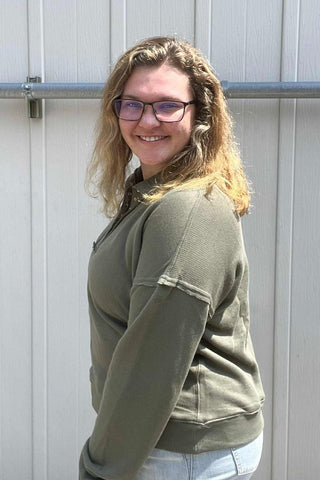 Karrie Green Snap Collar Pullover - The Funky Zebras Clear Lake