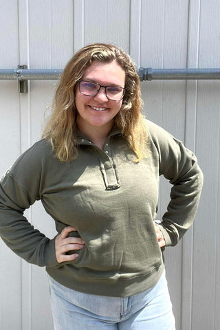 Karrie Green Snap Collar Pullover - The Funky Zebras Clear Lake