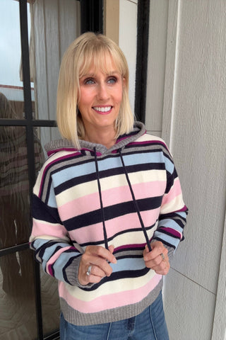 Kate Multistriped Sweater Hoodie - Just Dani Boutique + Color Studio