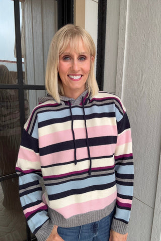 Kate Multistriped Sweater Hoodie - Just Dani Boutique + Color Studio