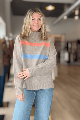 Kenzie Mocha Multicolored Turtleneck - Just Dani Boutique + Color Studio