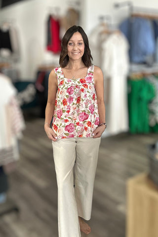 Kimora Floral Square Neck Tank - The Funky Zebras Clear Lake