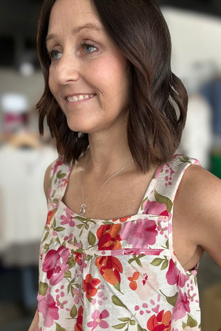 Kimora Floral Square Neck Tank - The Funky Zebras Clear Lake
