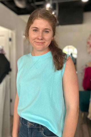 Kirsten Washed Seabreeze Tank - Just Dani Boutique + Color Studio
